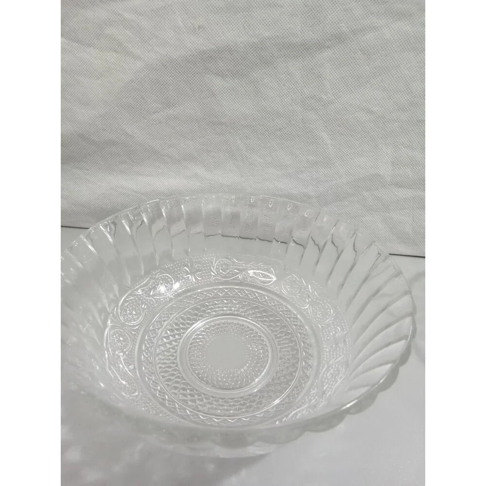 VTG Depression ClearGlass Fluer De Lis Trellis Diamond Pattern KIG Malaysia Dish